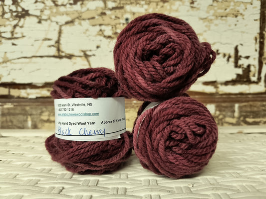 Black Cherry Hand Dyed Wool Yarn Cake