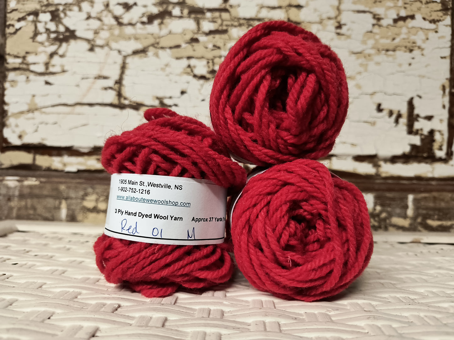 Red 01 M Hand Dyed Wool Yarn Cake