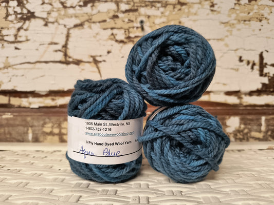 Aqua Blue Hand Dyed Wool Yarn Cake