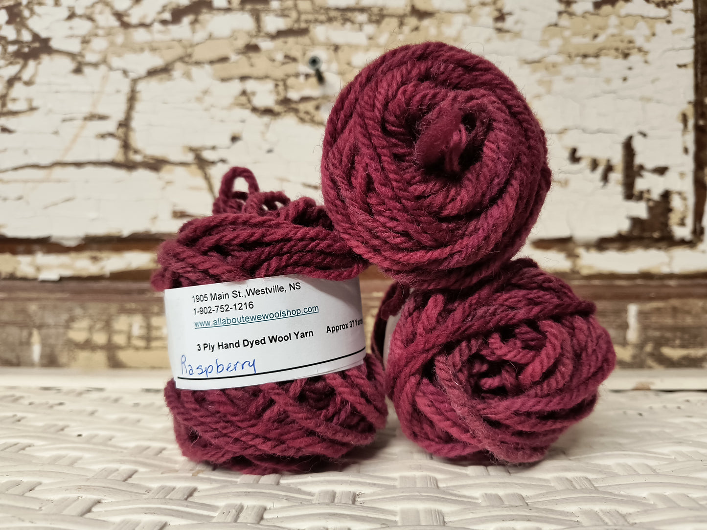 Raspberry Hand Dyed Wool Yarn Cake