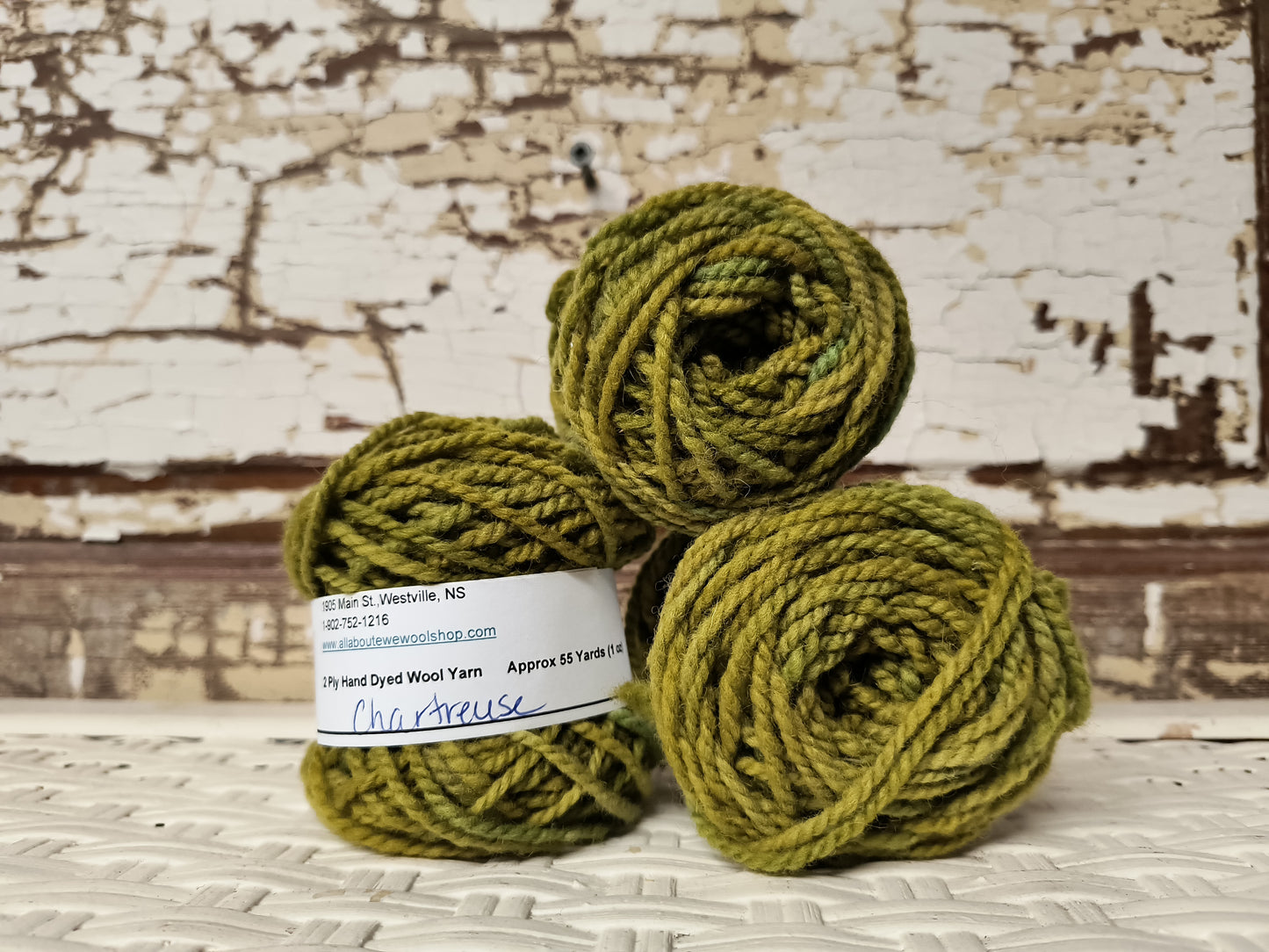 Chartreuse Hand Dyed Wool Yarn Cake