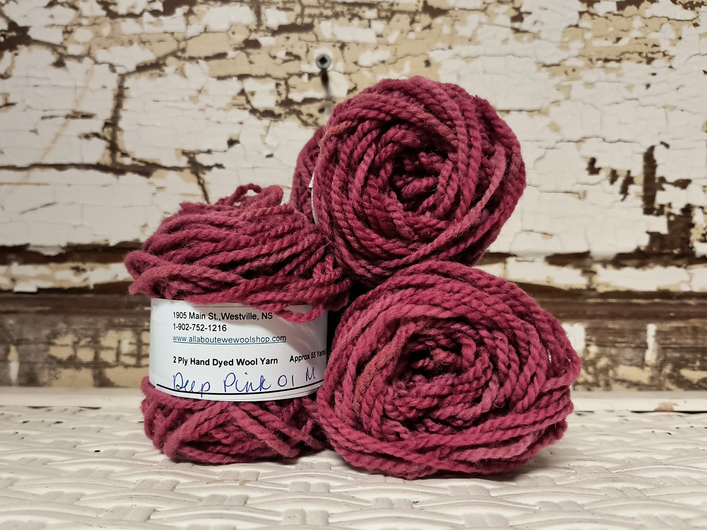 Deep Pink 01 M Hand Dyed Wool Yarn Cake