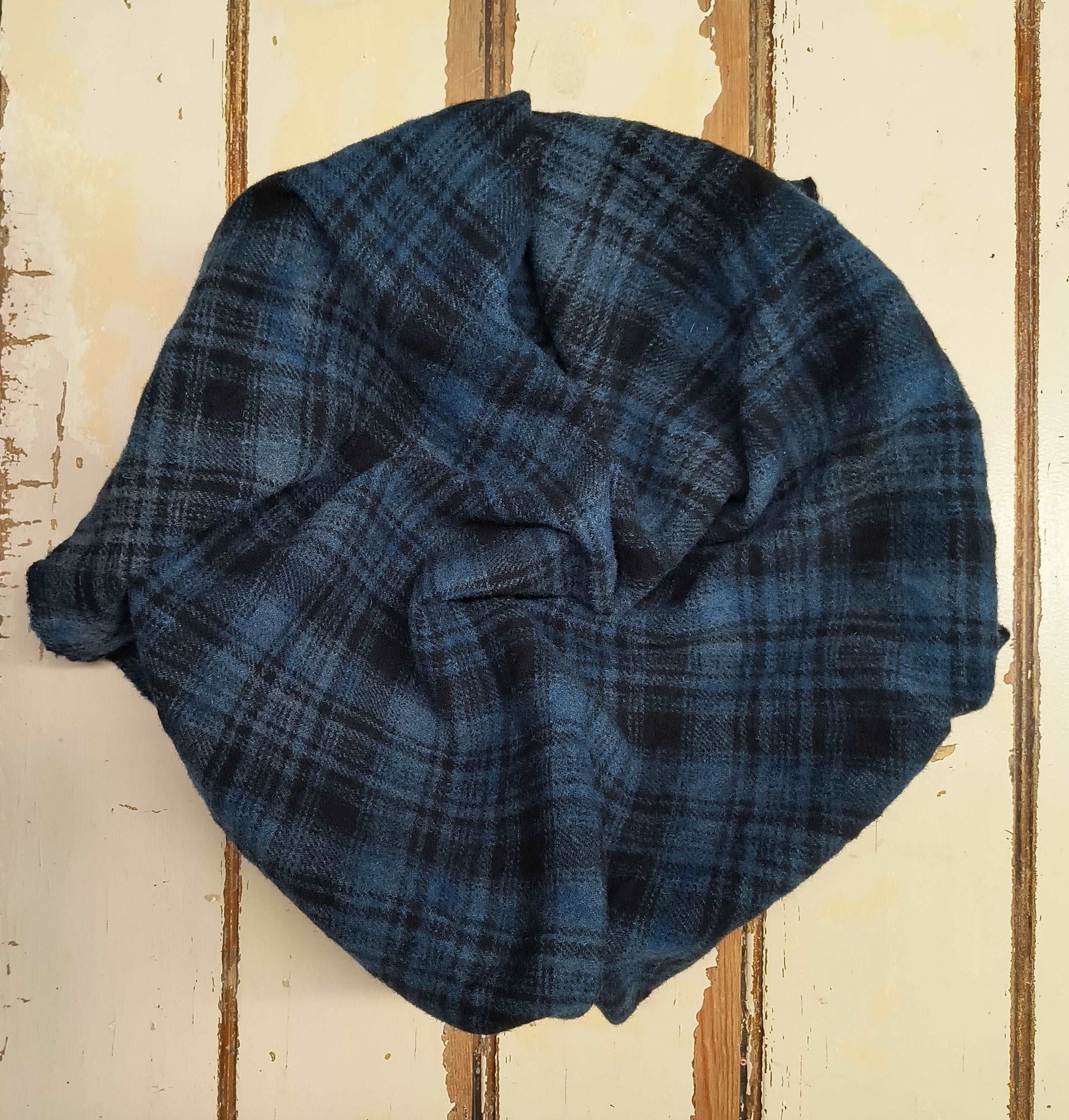 BLUE (Mottled) Hand Dyed Plaid Wool (Dark)