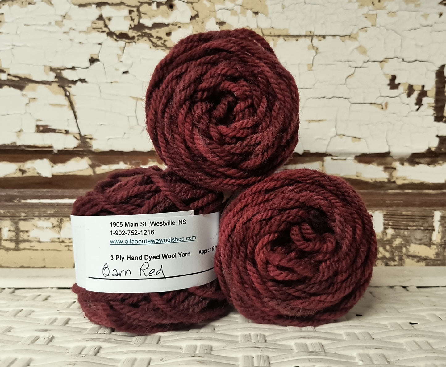 Barn Red Hand Dyed Wool Yarn Cake