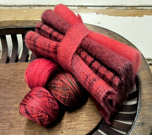 RED BUNDLE Hand Dyed Wool