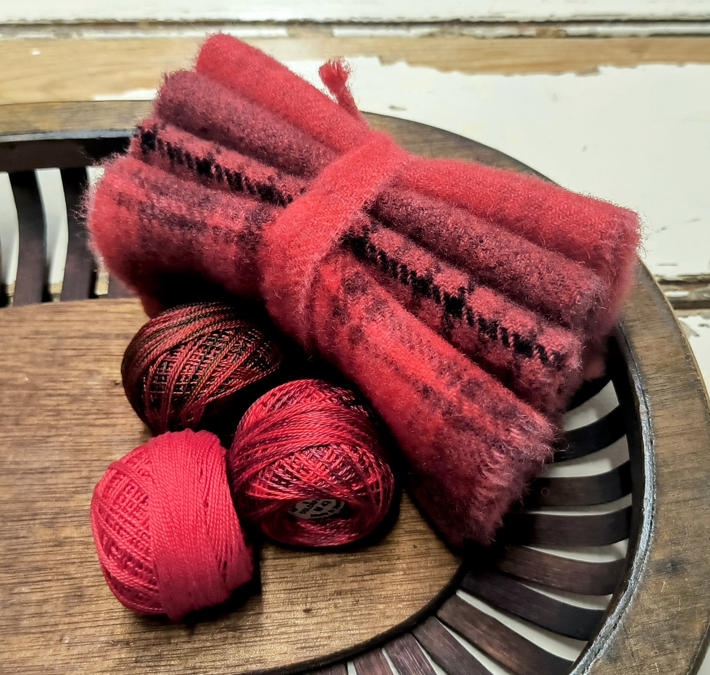 RED BUNDLE Hand Dyed Wool