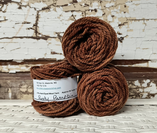 Rusty Pumpkin Hand Dyed Wool Yarn Cake