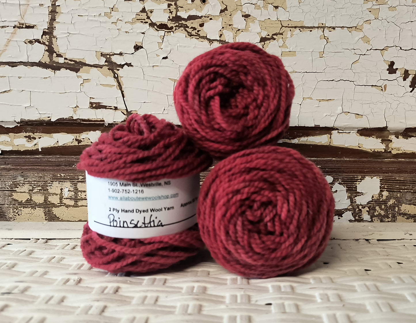 Poinsettia Hand Dyed Wool Yarn Cake