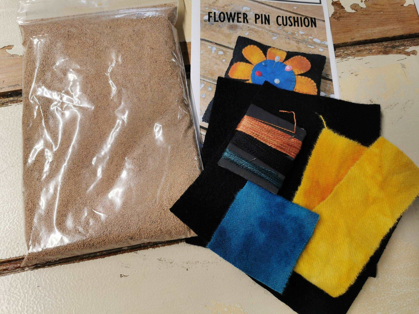 FLOWER PIN CUSHION Kit - All About Ewe Wool Shop