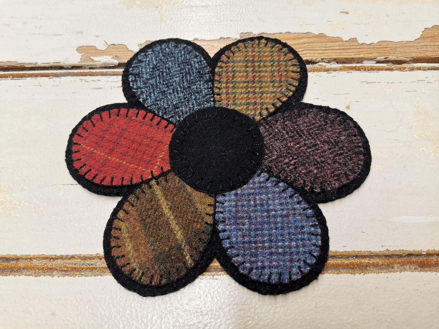 WOOL FLOWER MAT Paper Pattern - All About Ewe Wool Shop