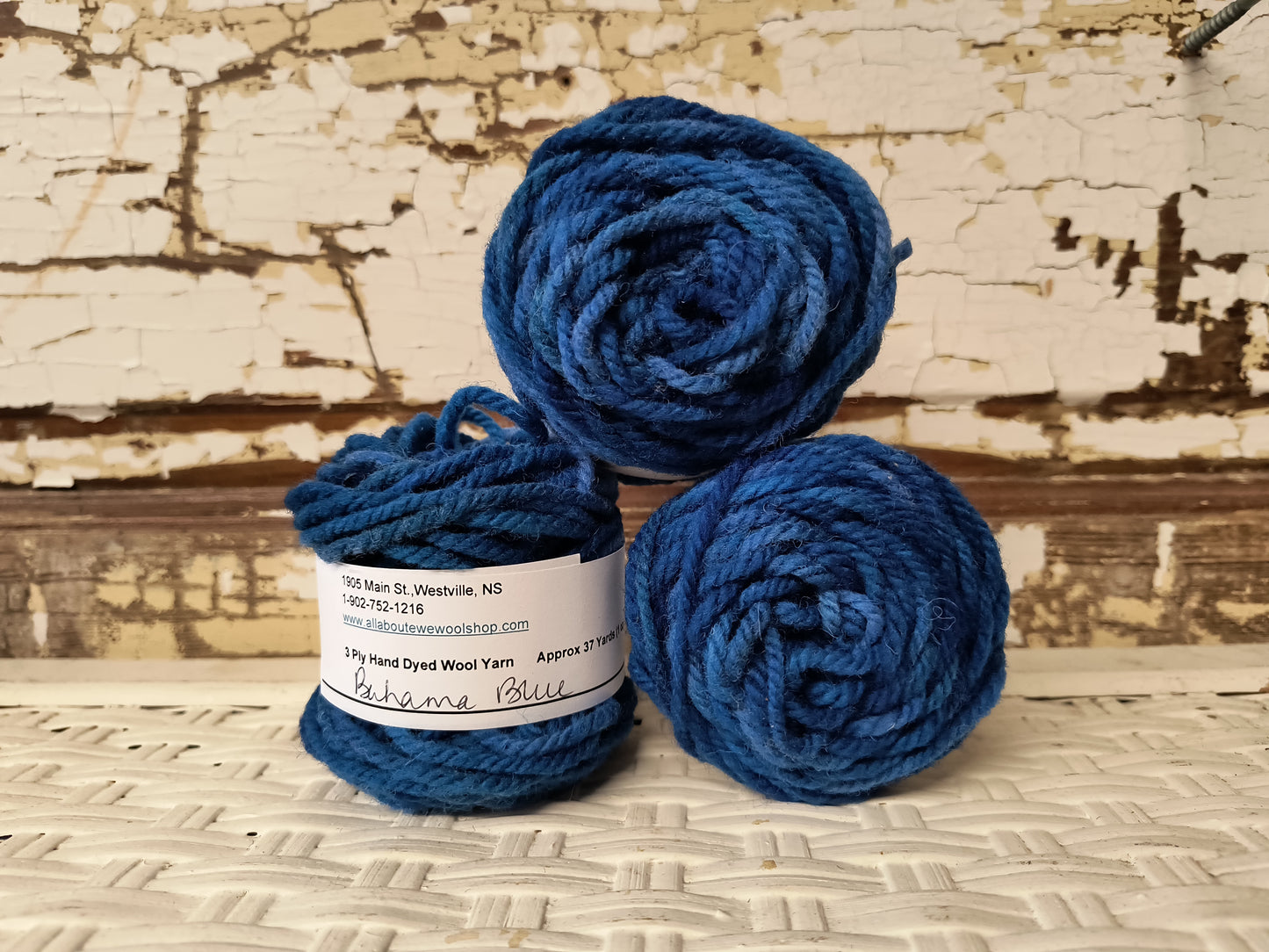 Bahama Blue Hand Dyed Wool Yarn Cake