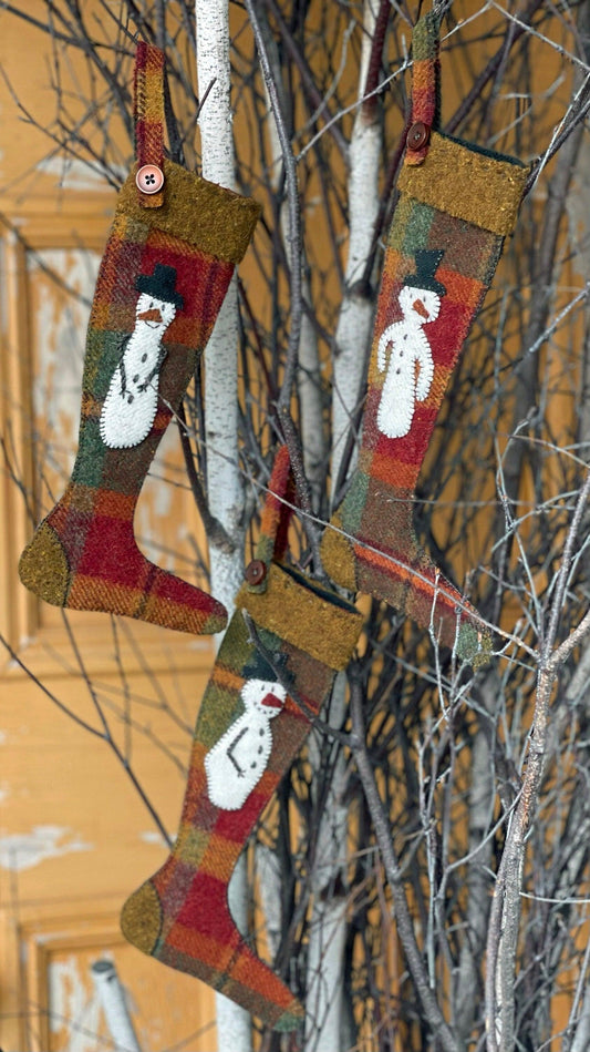 SNOWMEN STOCKINGS - Set of 3 Digital Download - All About Ewe Wool Shop