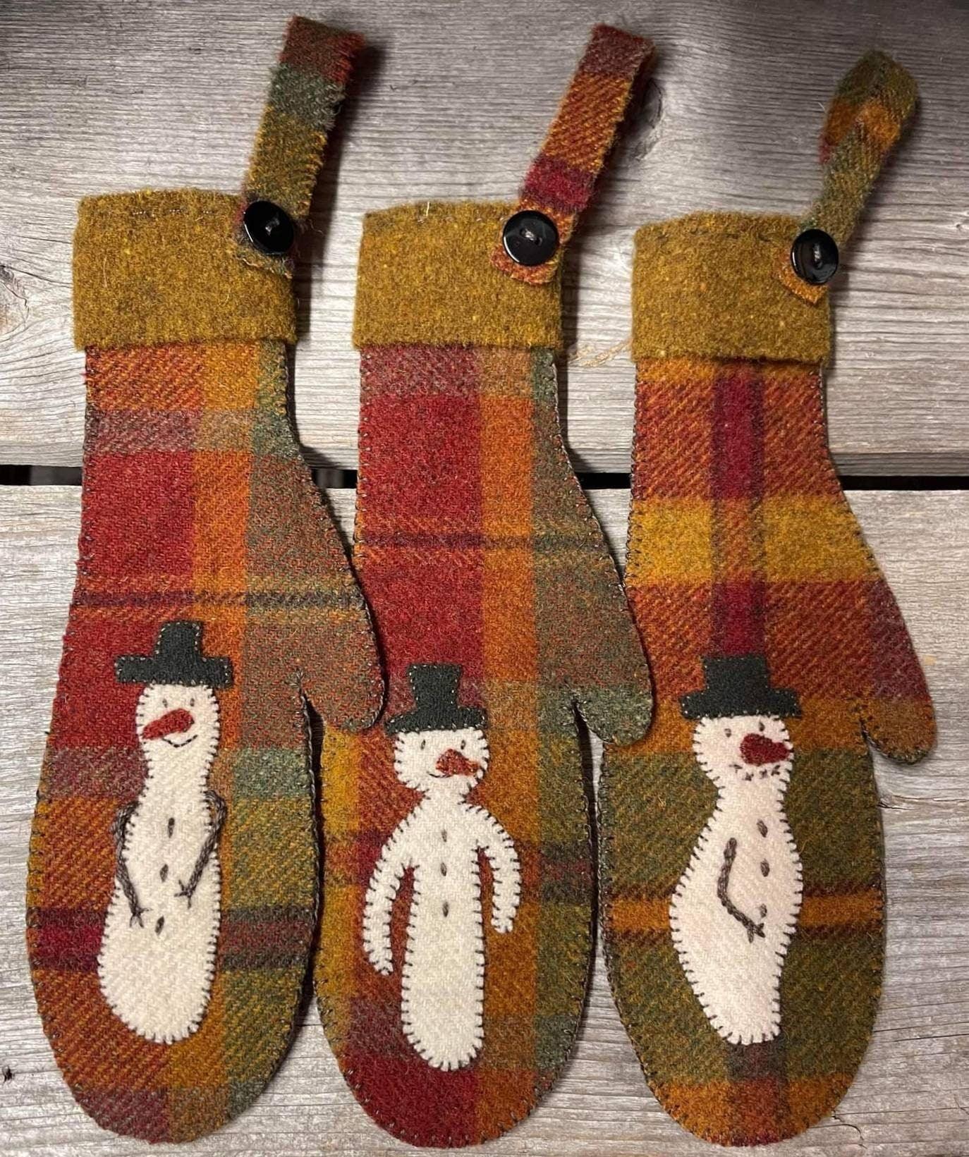 SNOWMEN MITTENS - Set of 3 Digital Download - All About Ewe Wool Shop