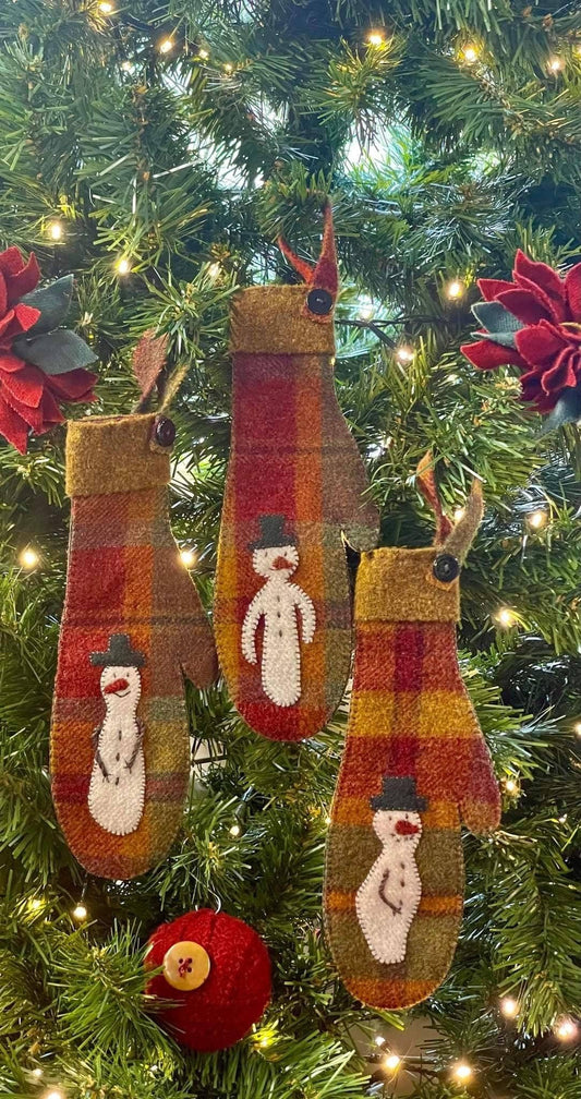 SNOWMEN MITTENS - Set of 3 Digital Download - All About Ewe Wool Shop