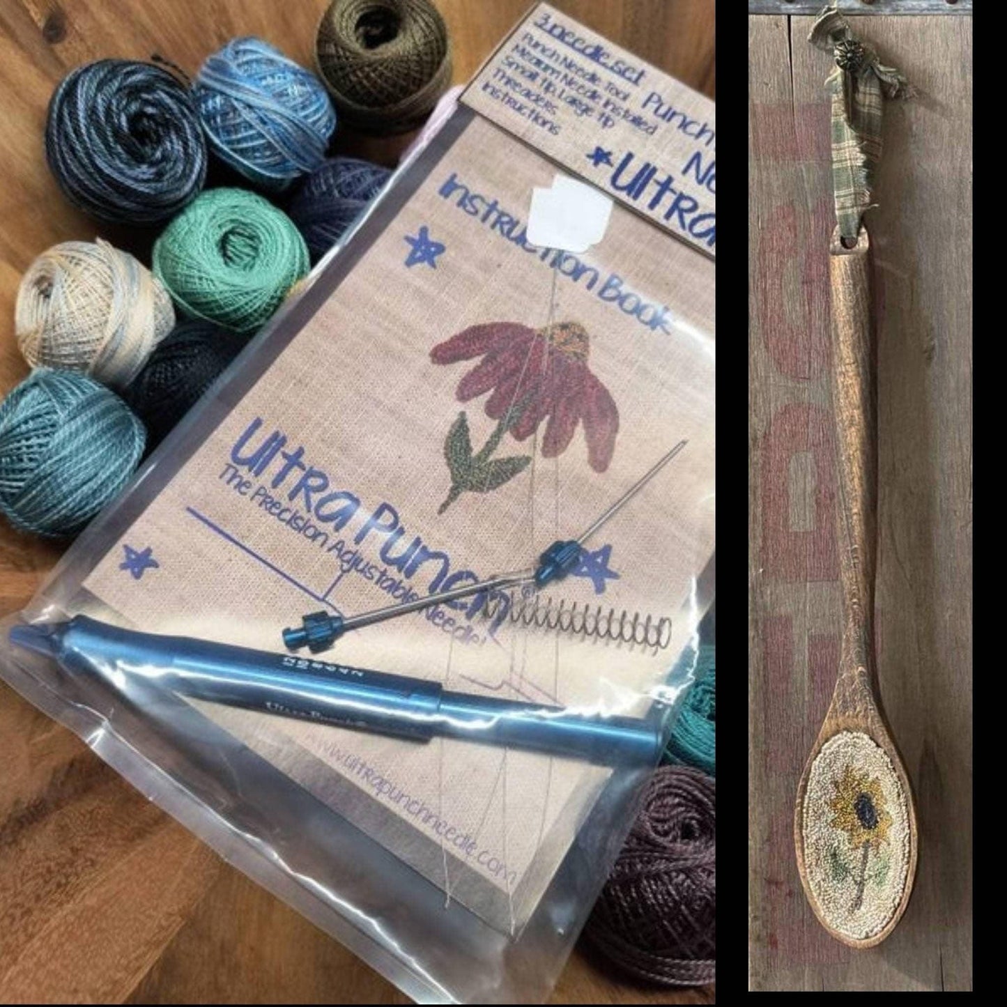 SUNFLOWER SPOONER Kit | Punch Needle | Needle Punch | Valdani Pearl Cotton Thread